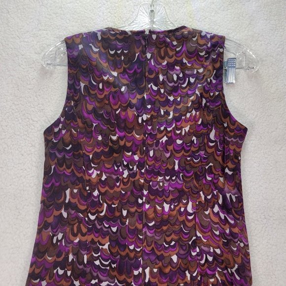 Nanette Lepore Purple Silk Multicolor Polka Dot Key Hole Abstract Style Shift - Picture 9 of 12